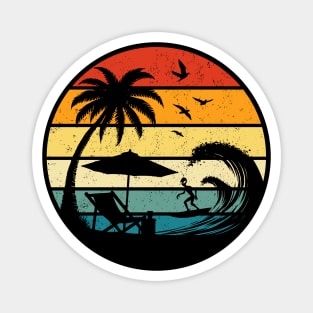 Alien Surfing On Tropical Beach Summer Vacation Surfer Magnet